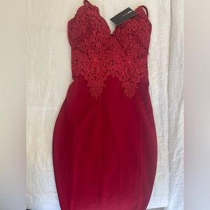 Romantic Fashion nova lace dress burgundy S